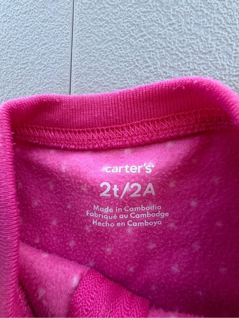 Carter's Bright Pink Fleece Footed Pajamas